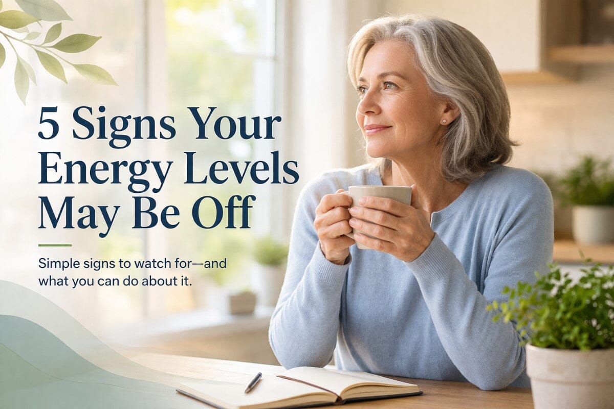 Older woman enjoying a quiet moment with tea, illustrating healthy energy and well-being