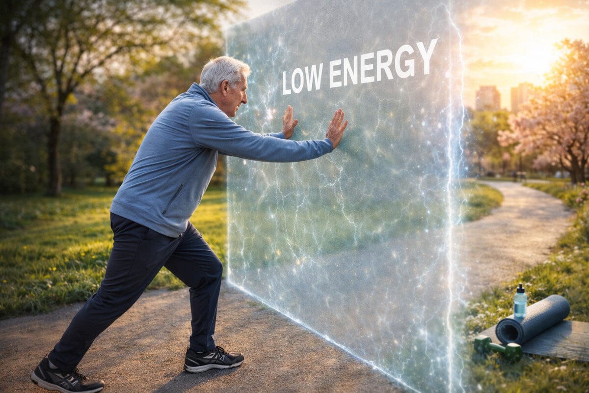 Senior man running into a