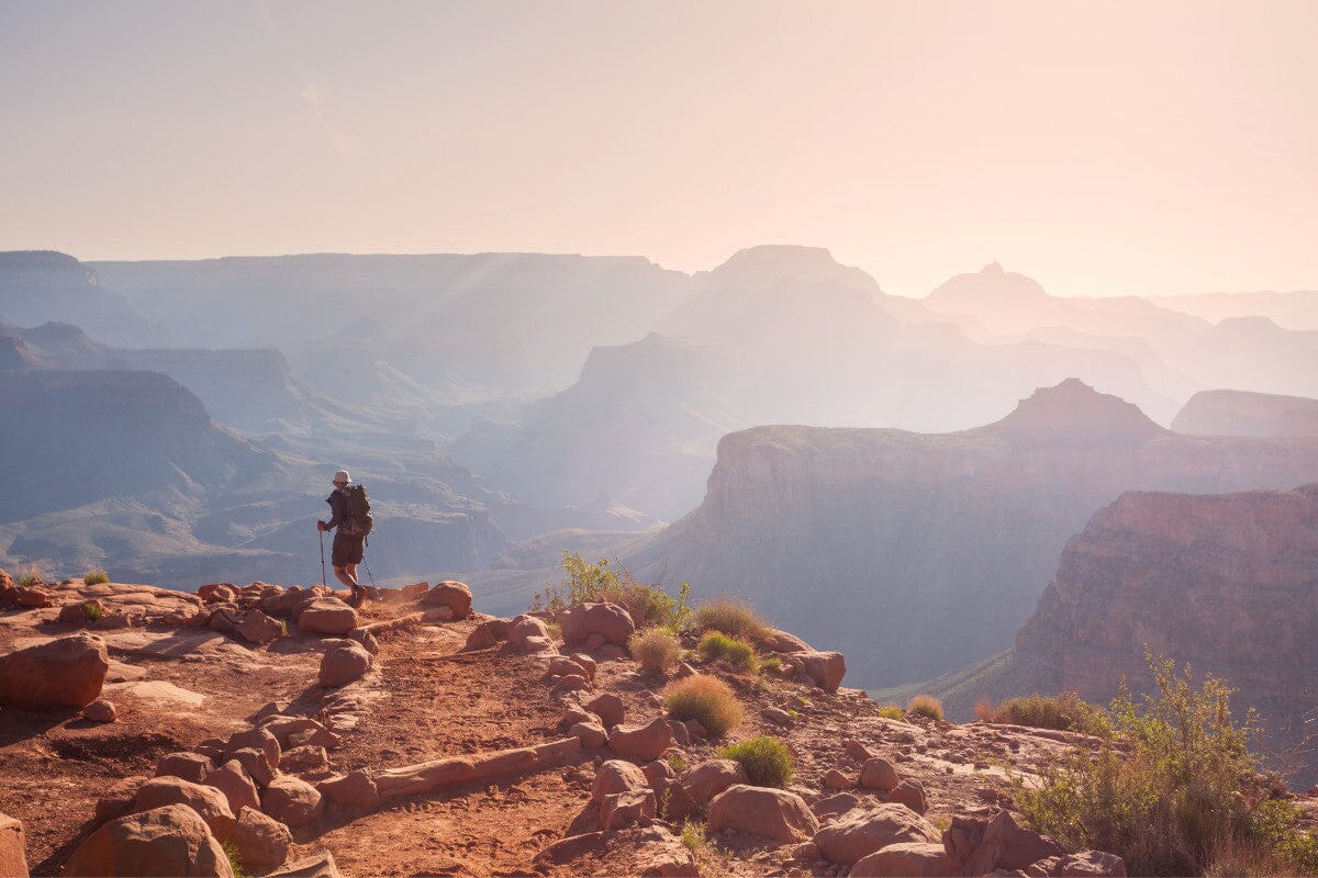 someone hiking in the Grand Canyon.