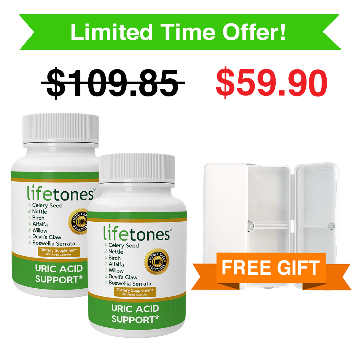 Buy 2 Uric Acid Support Capsules, Get A Free Supplement Case