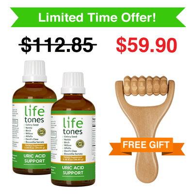 Buy 2 Uric Acid Support Tinctures,  Get a Free Wooden Massager