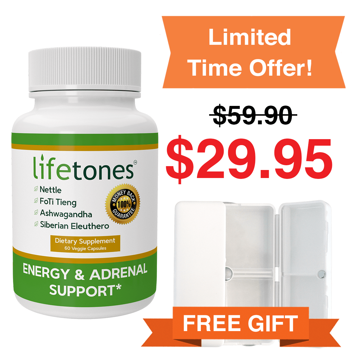 Buy Energy & Adrenal Support Capsules, Get A Free Supplement Case!