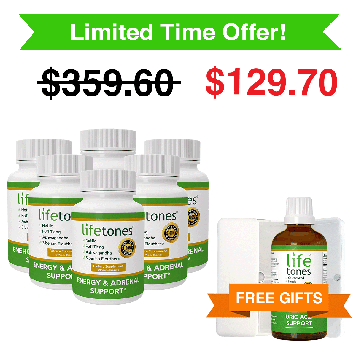 Buy 6 Energy & Adrenal Support Capsules, Get A Free Tincture & Supplement Case