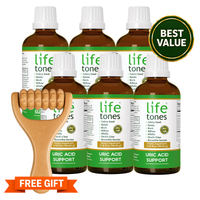Six bottles and massager