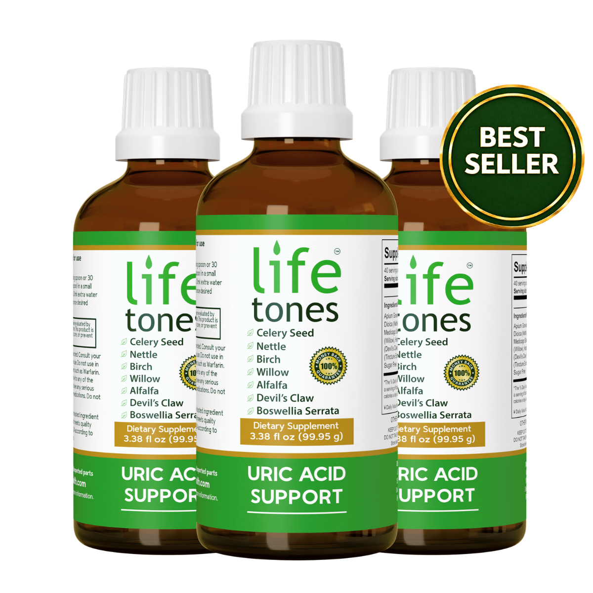 3 bottles of Lifetones Uric Acid Support Tincture