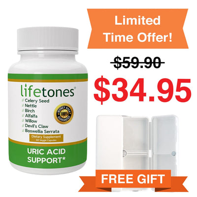 Lifetones Uric Acid Support Capsules | Free Supplement Case