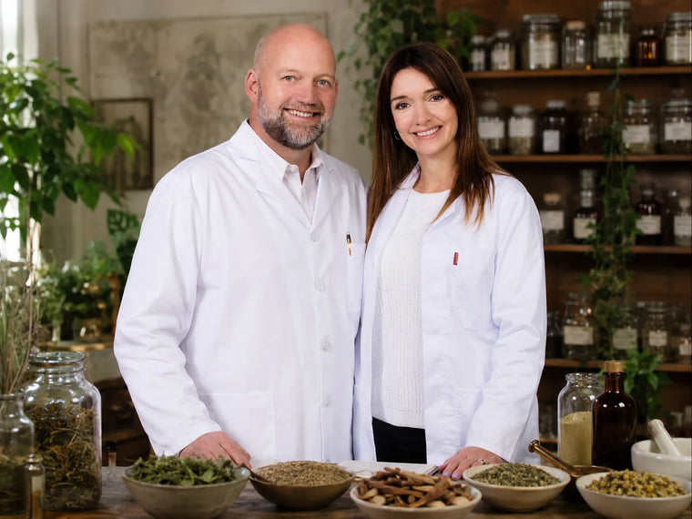 Lifetones founders Vincent and Cheryl Tones, herbalists, in their apothecary